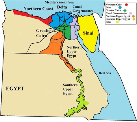 Map of Egypt representing the geographical location of the seven... | Download Scientific Diagram