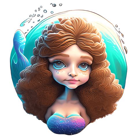 Mermaid with Brown Hair and a Rainbow · Creative Fabrica