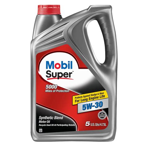 Mobil Super Synthetic Blend Motor Oil 5W-30, 5 Quart - Walmart.com - Walmart.com