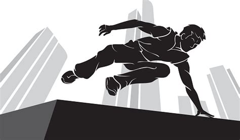 Parkour Jump Silhouette Stockvectorkunst en meer beelden van ...