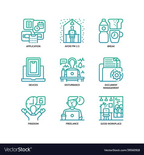 Work from home icons set Royalty Free Vector Image