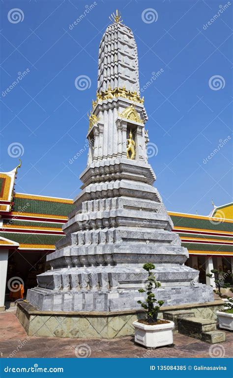 Bangkok, Thailand, Wat Pho, Temple of the Reclining Buddha. White Stupa. Stock Image - Image of ...