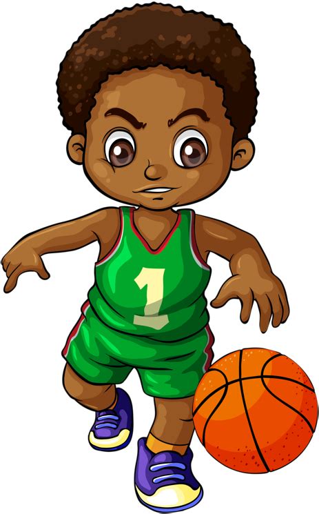 Download Basketball Team Clipart 3 Boy - Black Kid Playing Basketball ...