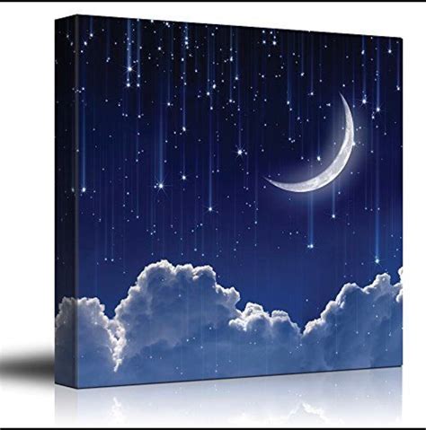 Handmade Acrylic Night Sky Painting, Moon Galaxy and Clouds Painting ...