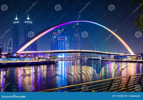 Dubai Water Canal Bridge at Night Stock Photo - Image of travel, gulf: 119254118