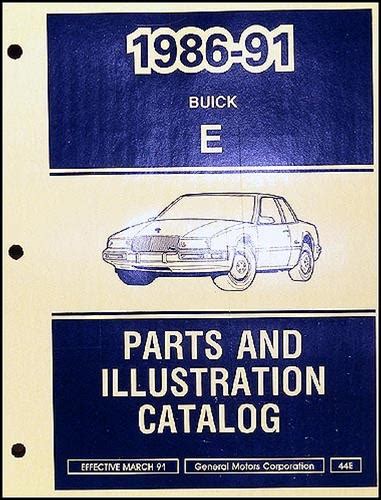 1986-1991 Buick Riviera and Reatta Parts Book Original