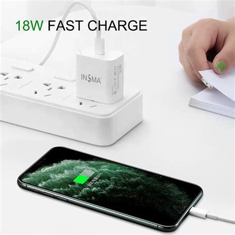 Insma 18w fast charger pd3.0 usb charger type-c adapter for iphone 8 x xs 11 pro Sale - Banggood.com