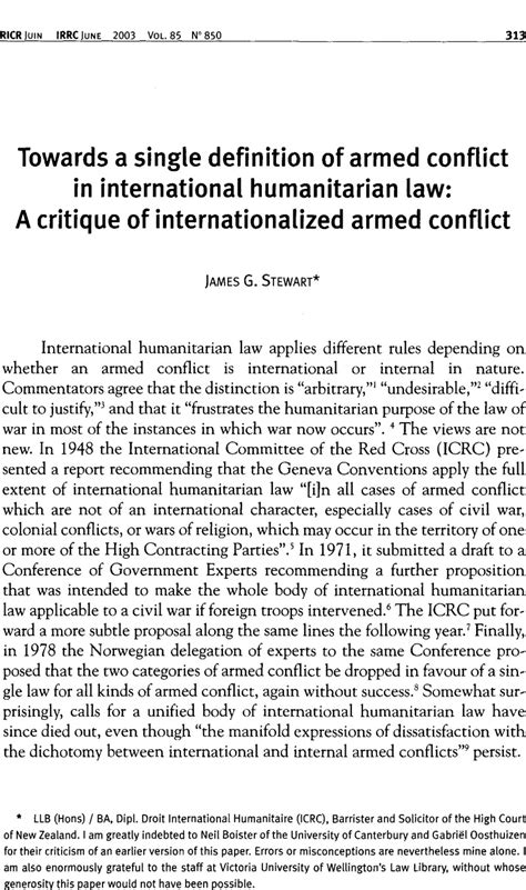 Towards a single definition of armed conflict in international ...