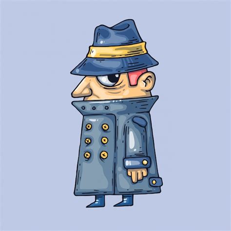 Secret agent in a coat. creative illustration. cartoon art for web and ...