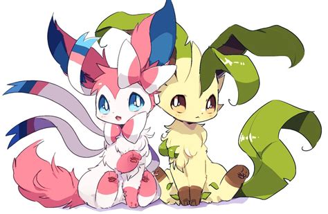 Sylveon & Leafeon - By @_whitelate_ | Alle pokemon, Pokemon eevee, Niedliche pokemon