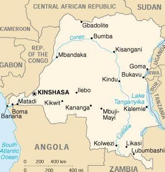 Map of Democratic Republic of Congo showing where Bukavu town (study ...