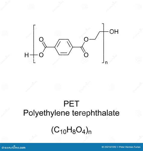 PET, Polyethylene Terephthalate, Chemical Formula and Structure Stock ...