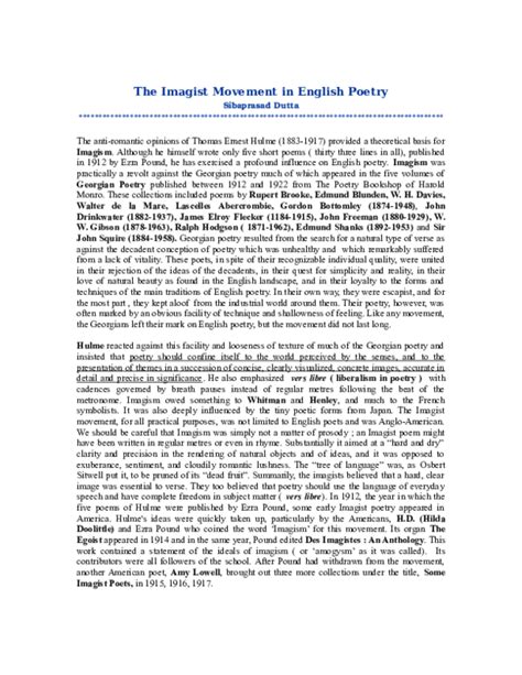 (DOC) The Imagist Movement in English Poetry - A Survey | Sibaprasad ...