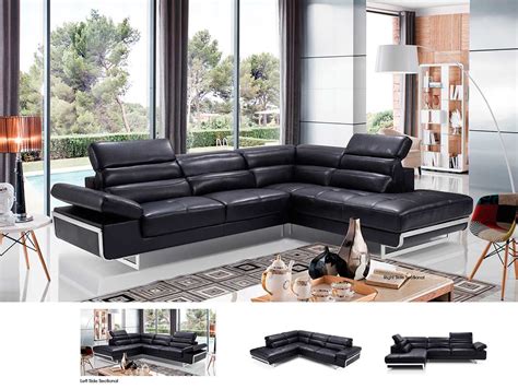 Modern Black Leather Sectional Sofa EF347 | Leather Sectionals