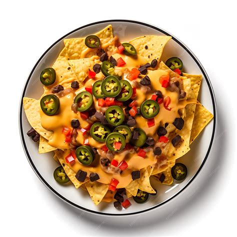 Premium AI Image | a top view photo of loaded nachos topped with ...