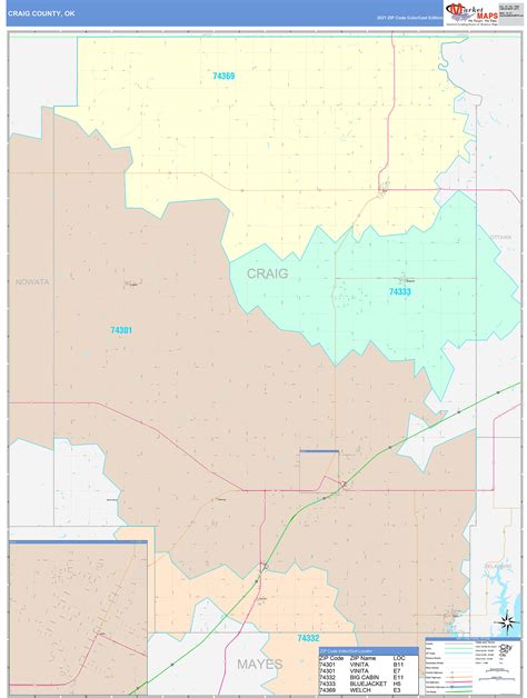 Craig County, OK Wall Map Color Cast Style by MarketMAPS - MapSales.com