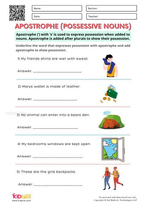 Fun Apostrophe worksheets with 50 practice sentences - Worksheets Library