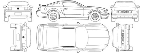 2006 Ford Mustang GT V8 Coupe blueprints free - Outlines
