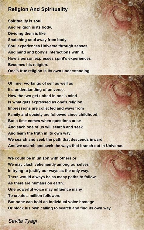 Religion And Spirituality - Religion And Spirituality Poem by Savita Tyagi