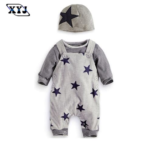 2016 otoño ropa bebe bebé nacido Trajes recién nacido Monos + estrellas impreso sombreros ...