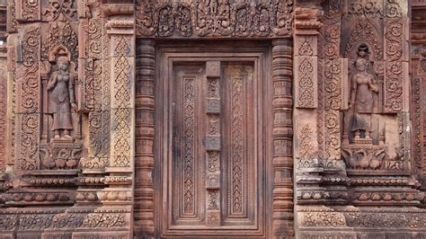 Wallpaper : women, Asian architecture, building, wood, Cambodia, sculpture, statue, column, door ...