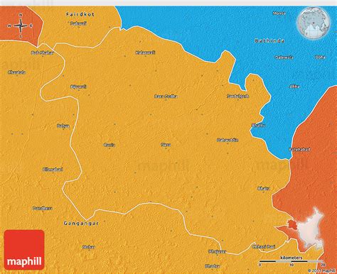 Political 3D Map of Sirsa