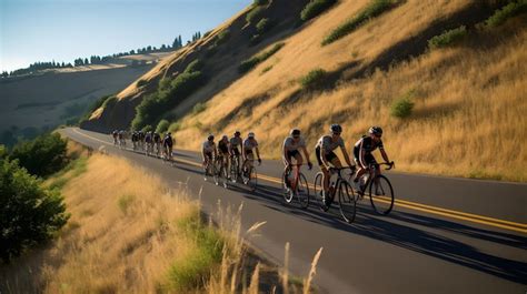 Premium AI Image | Cyclists in a road race pedaling up a steep hill