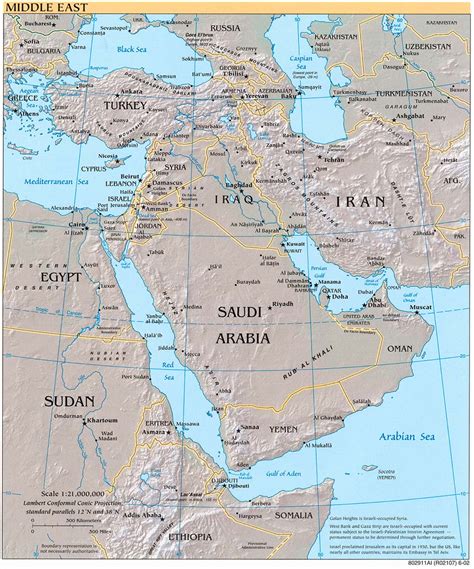 Mapa Físico de Medio Oriente - Tamaño completo | Gifex
