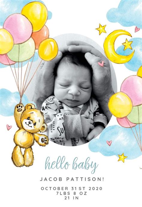 Teddy Bear - Baby Shower & New Baby Card #greetingcards #printable #diy ...