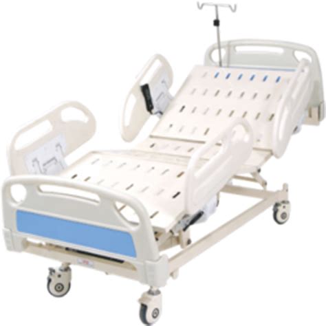 a hospital bed with wheels and rails