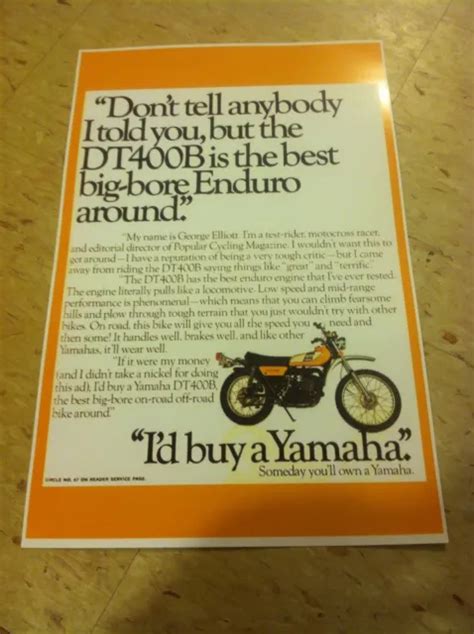 VINTAGE YAMAHA DT400 Dirtbike Poster Advertisement Man Cave Christmas Gift J740 $15.00 - PicClick