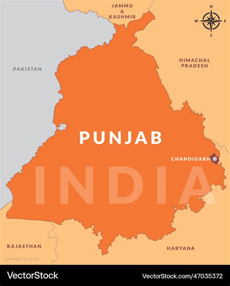 State of punjab india with capital city Royalty Free Vector