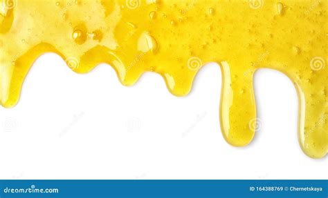 Flowing Yellow Slime on White Background. Antistress Toy Stock Image ...