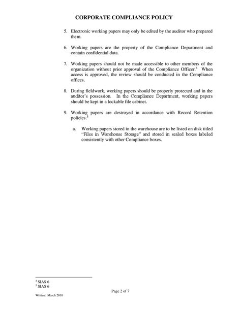 Corporate compliance policy template in Word and Pdf formats - page 2 of 7