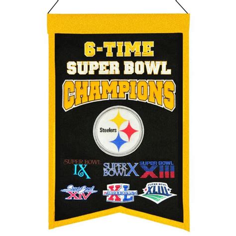 Pittsburgh Steelers 6X Super Bowl Champions Banner