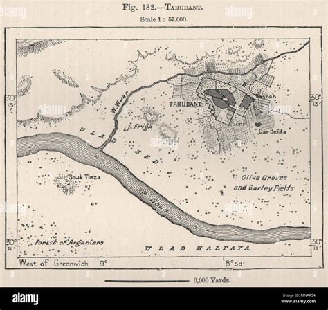 Taroudant. Morocco 1885 old antique vintage map plan chart Stock Photo - Alamy