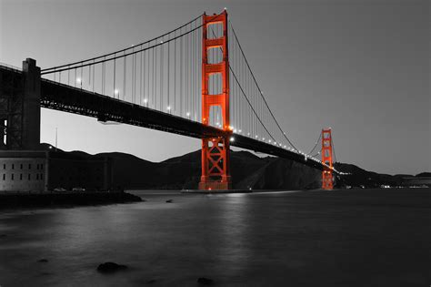 Golden Gate Bridge at Night in Selective Black and White by Cam Fortin - Photo 22161947 / 500px