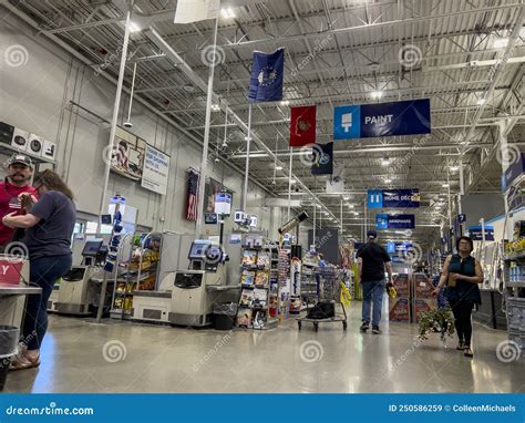 Mill Creek, WA USA - Circa June 2022: Angled View of People Shopping Inside a Lowe`s Home ...