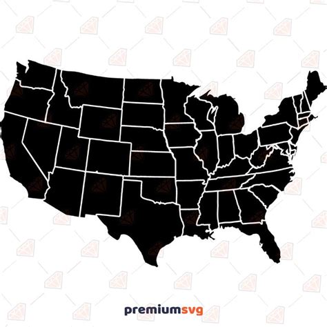 USA States Map SVG Cut Files, Blank US Map Vector | Premium SVG