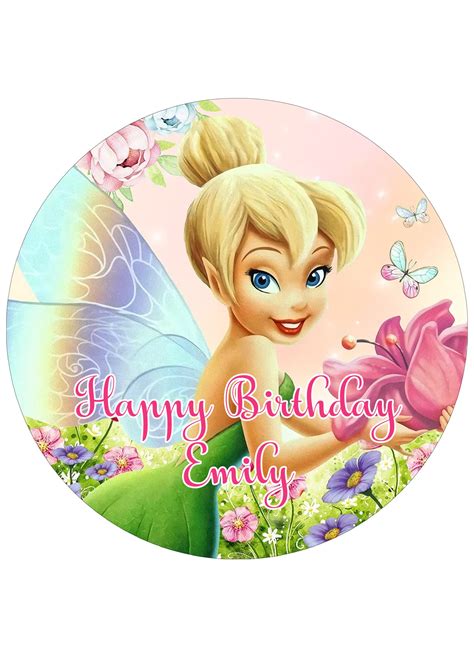 Fairy Tinkerbell Round Edible Cake Image - Itty Bitty Cake Toppers