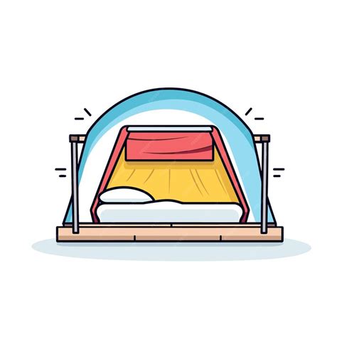 Premium Vector | A drawing of a bed with a blue and yellow pillow.