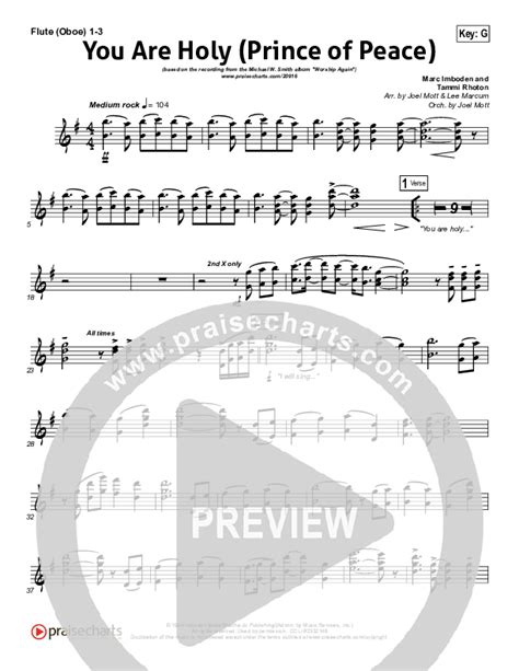 You Are Holy (Prince of Peace) Flute/Oboe Sheet Music PDF (Michael W. Smith) - PraiseCharts