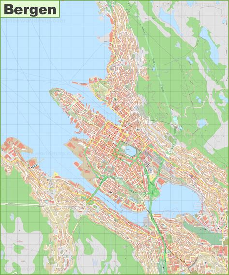 Detailed map of Bergen