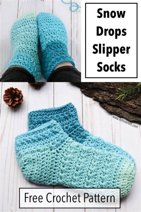 Crochet Snow Drops Slipper Socks - Free Pattern - Left in Knots