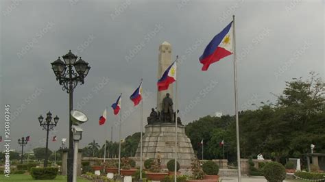 Philippine Flags at Rizal Monument in Manila Philippines Stock Video | Adobe Stock