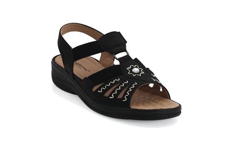 Cushion Walk Womens Black Elasticated Slip On Summer Sandals – Shoesyoulike