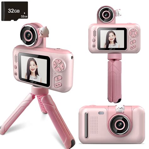 Upgrade Kids Selfie Camera with Tripod, 2.4inch Children's 1080P HD 180 ...