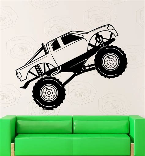 Wall Sticker Vinyl Decal Monster Truck Race Car Garage Decor-in Wall ...