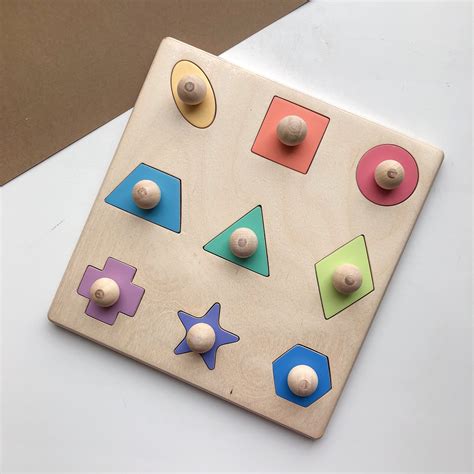 Geometric Shape Wooden Puzzle Montessori Puzzle Wooden Toy - Etsy