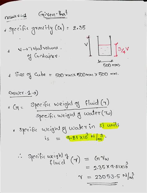 [Solved] pls help me on this PROBLEMS: 1. A fluid of specific gravity ...